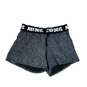 NIKE Gray Athletic Shorts with Slogan Waistband